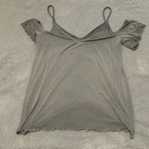 American Eagle Grey Shoulder-Cut Shirt